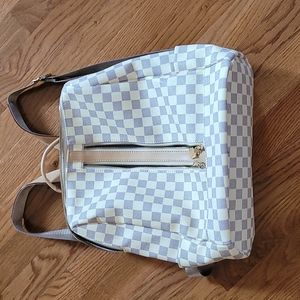 Checkered backpack tote